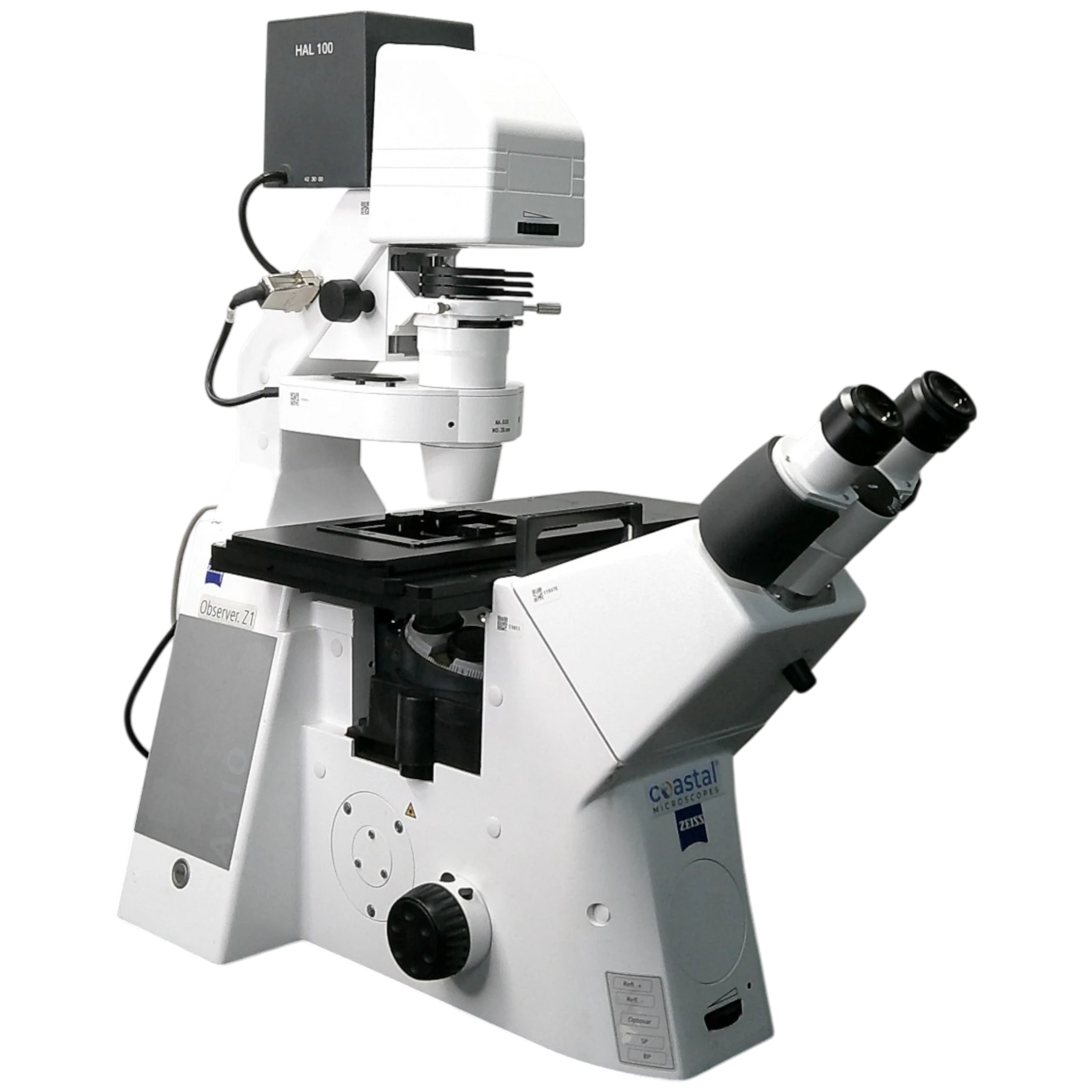 Zeiss Axio Observer Z1 Inverted Phase Contrast Fluorescence Motorized w/ Optional Definite Focus (1, 2, or 3) Microscope.