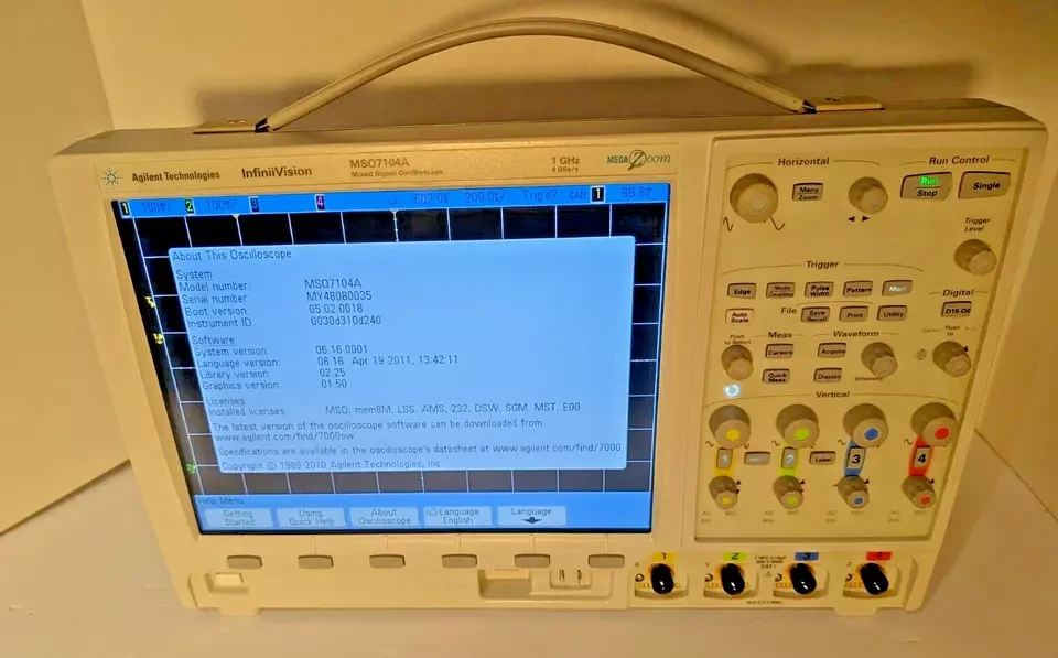 Agilent MSO7104A Mixed Signal Oscilloscope: 1 GHz, 4 analog plus 16 digital channels