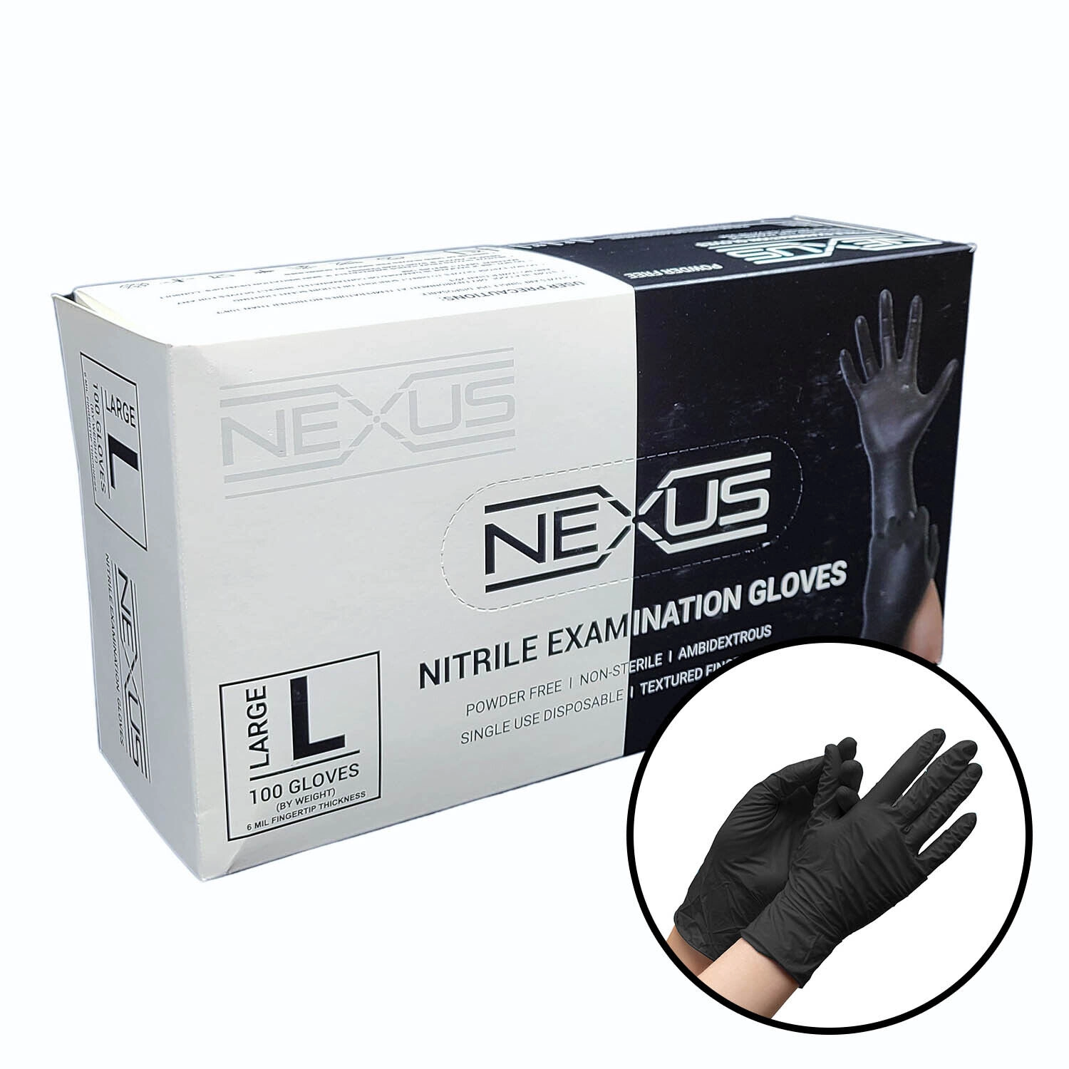 Nitrile Examination Gloves Black, 6 mil, Powder Fr