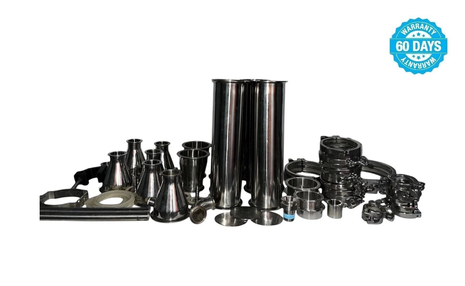 Lot of Stainless Steel Lab Tubing Piping, Flanged 