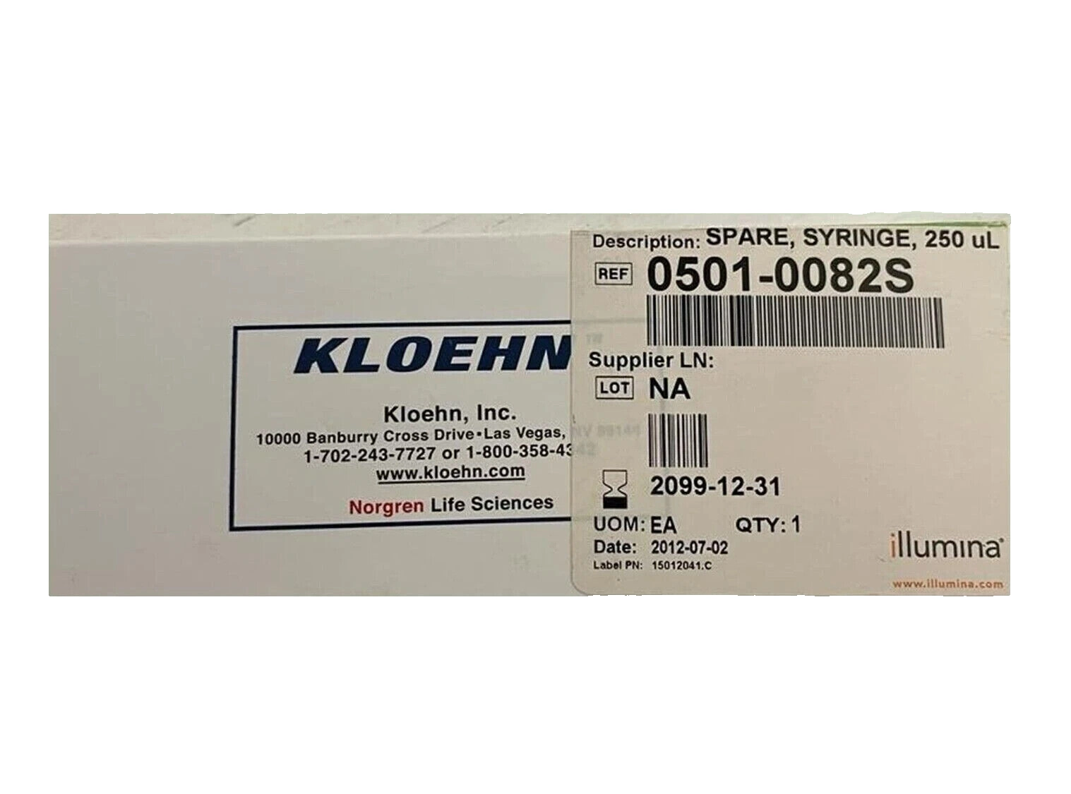 Kloehn 0501-0082S Spare, Syringe, 250 uL