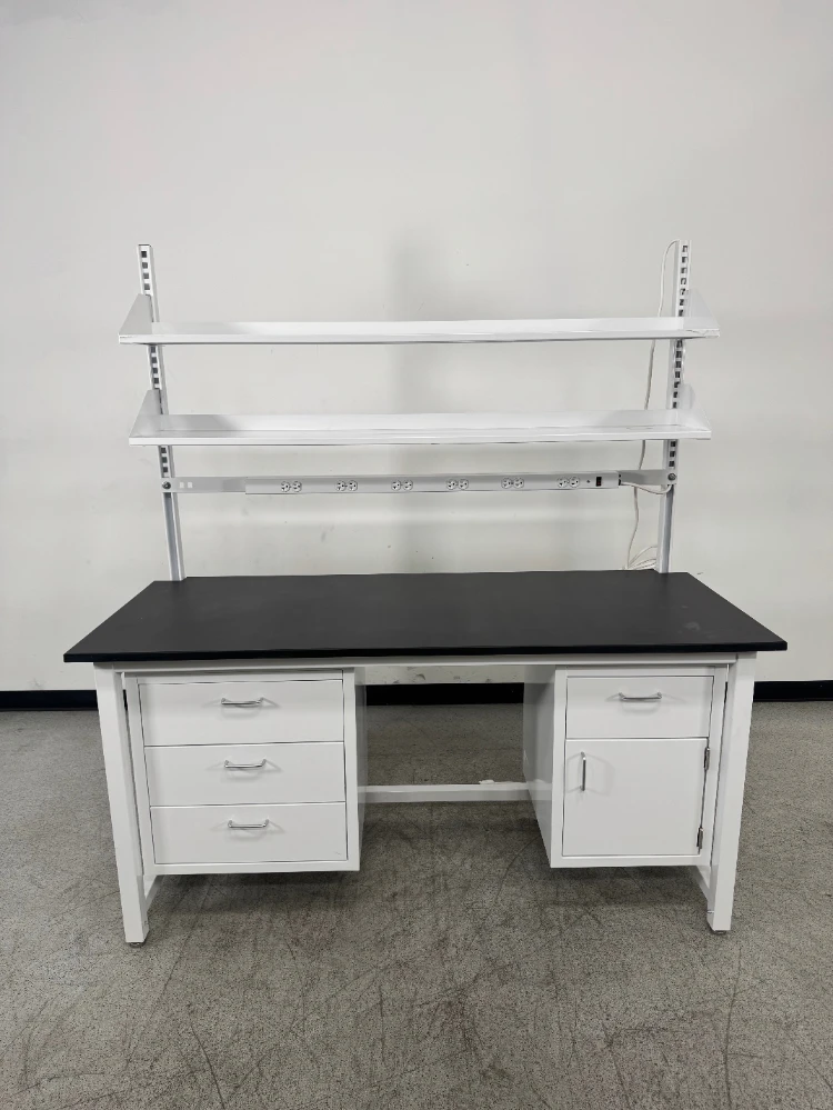 6' Stationary Lab Bench w/ Upper Mounted Shelving