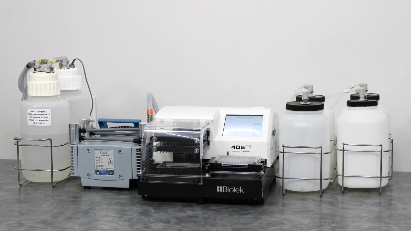 BioTek 405 TS Touch Microplate Washer 405TSUVS 96-Well Manifold and Vacuum Pump