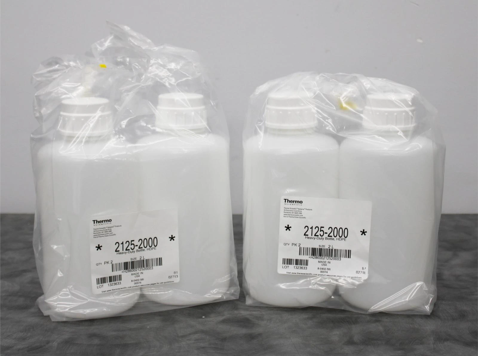 x2 Thermo Scientific 2125-2000 Nalgene Heavy-Duty Sample Bottles w/Screw Caps 2L