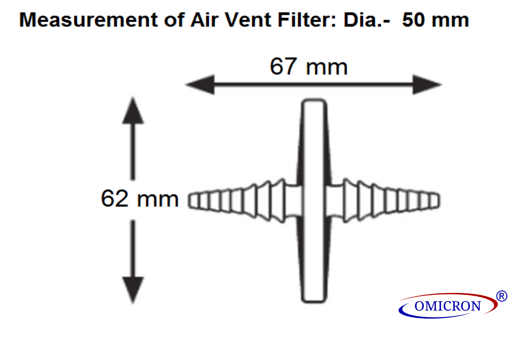 OMICRON® PTFE Air Venting Filter Disc, 60 psi Maximum Operation Pressure, 50 mm, STERILE, Individually Packed (Pack of 10)
