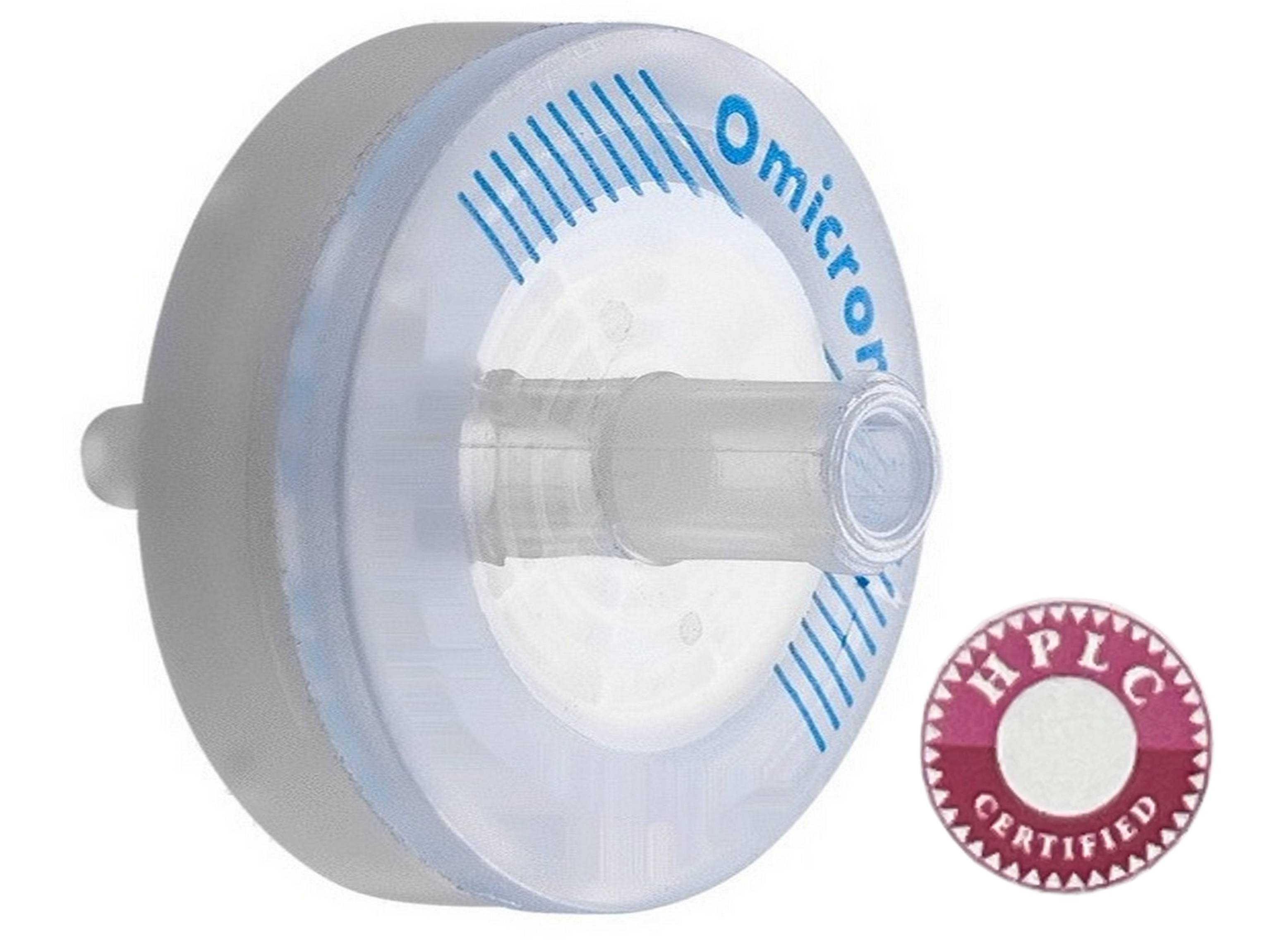 OMICRON® PVDF Multi-Layer Syringe Filters Non-Sterile, HPLC Certified, PVDF/GF, 25mm, (GF 2.0µm & 1.0µm) (PVDF 0.45µm) 100/Pack (Closely Similar to 6972-2504)