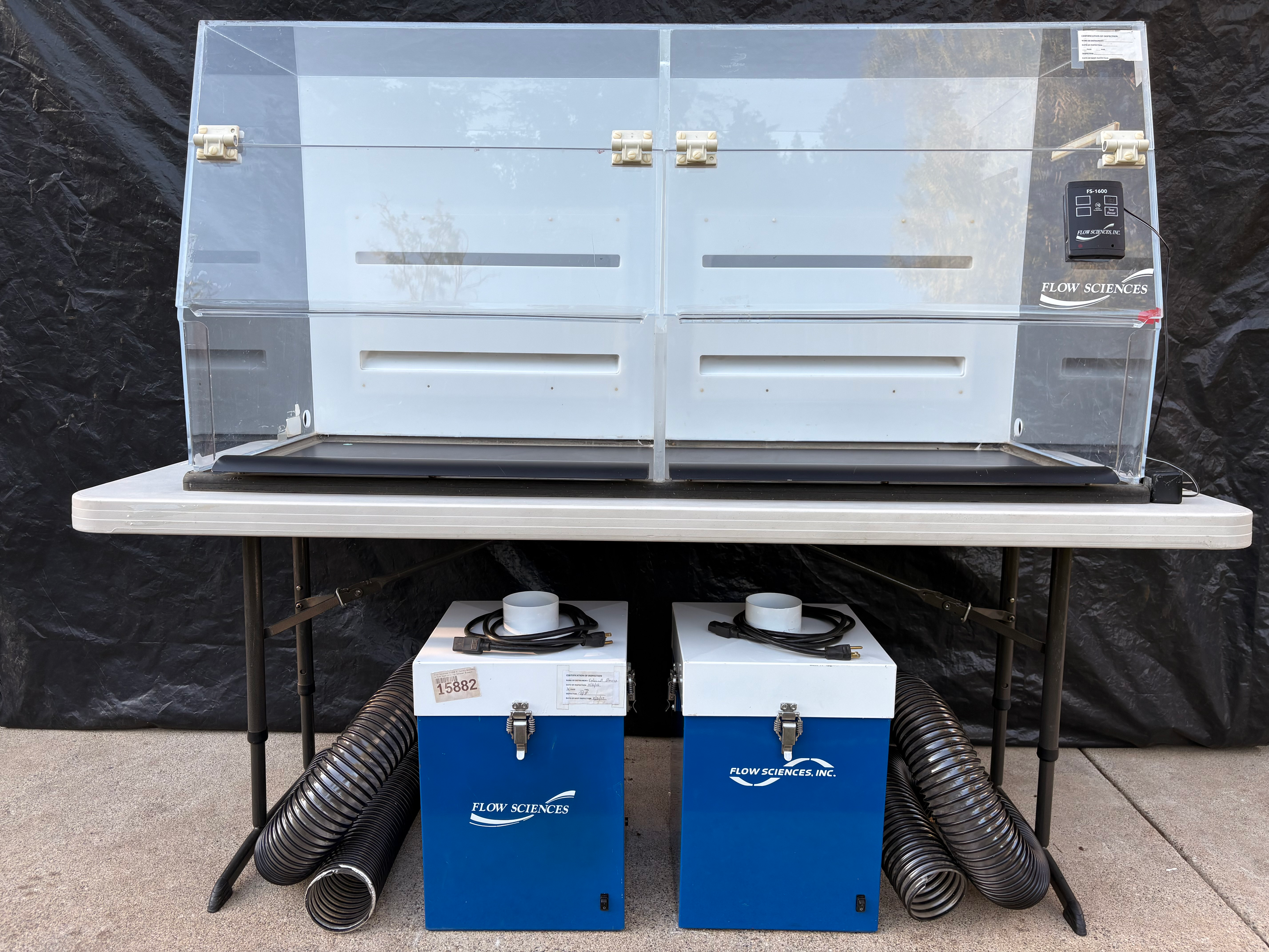 Flow Sciences FS2500 Fume Hood – Complete 5ft Ductless Lab Setup w/ Dual Blower/Filter Units &amp; Ducting