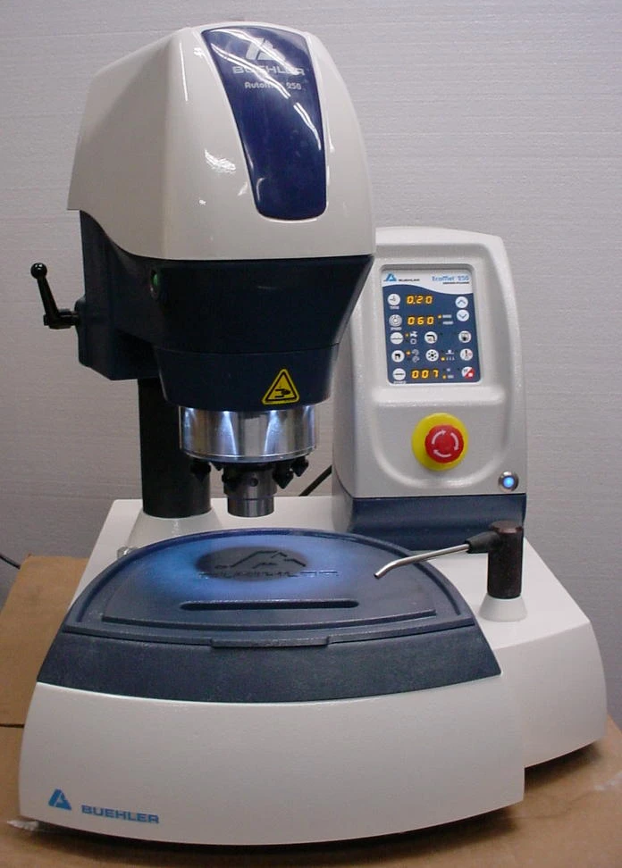 Buehler Automet 250 49-7200 automatic polisher with 8" Platen 115 to 230 volts. 10" capacity. Takes central force or single force specimen holders, not included.Newly Arrived