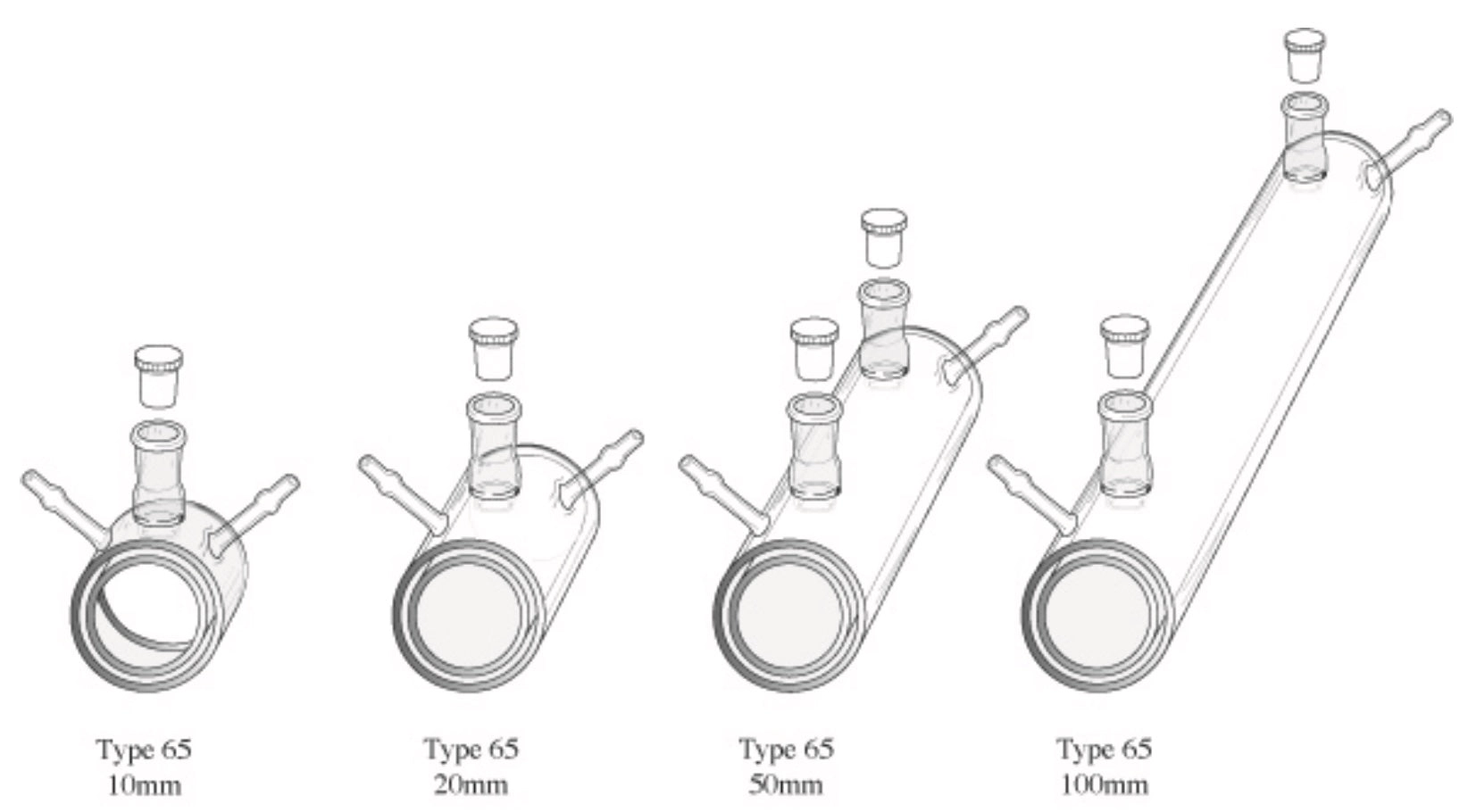 65 Series Cylindrical Water-Jacketed Constant Temperature Quartz Cells