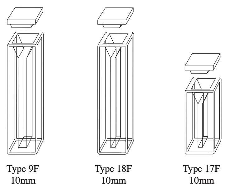 9F, 17F, 18F Series Semi-Micro &amp; Micro Open Top Quartz Fluorometer Cells