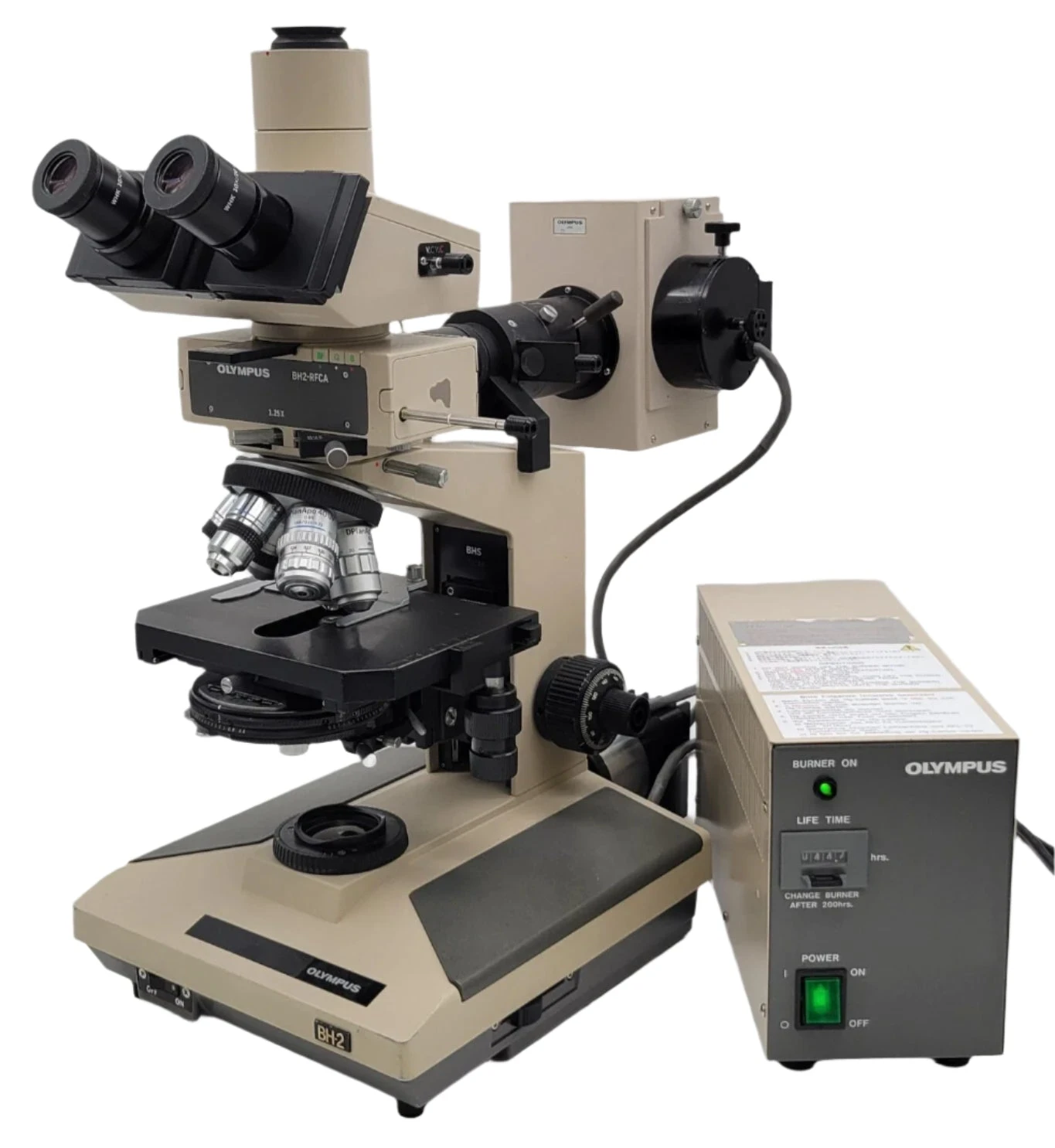 Olympus Microscope BH2 with DIC / NIC, Fluorescence, &amp; Nanodyne LED Light BH-2