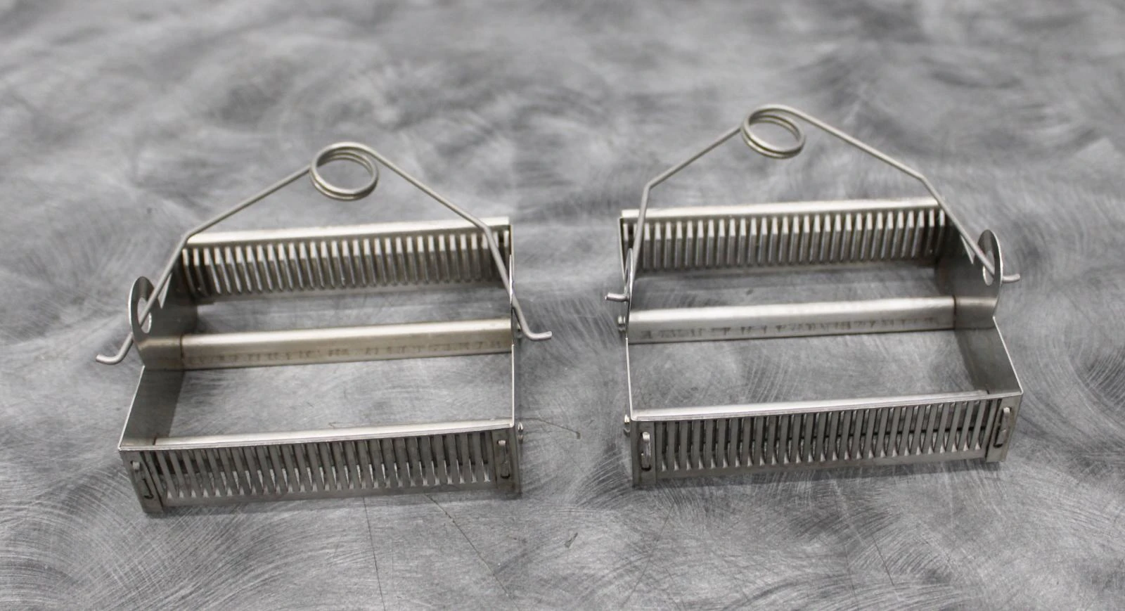 Lot of 2 30-Place Stainless Steel Laboratory Slide Staining Rack with Handles