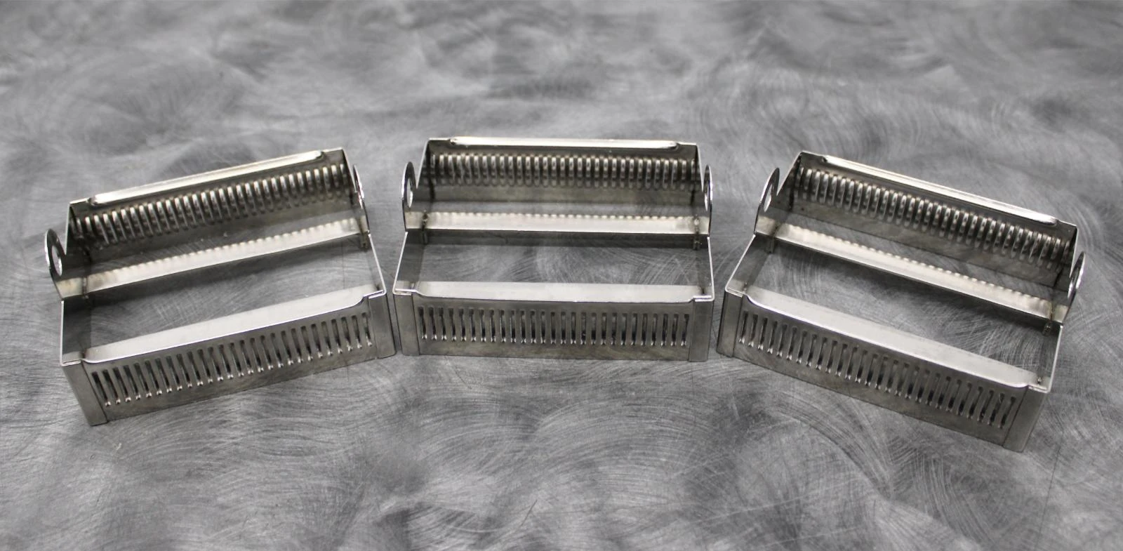 Lot of 3 30-Place Stainless Steel Laboratory Slide Staining Racks