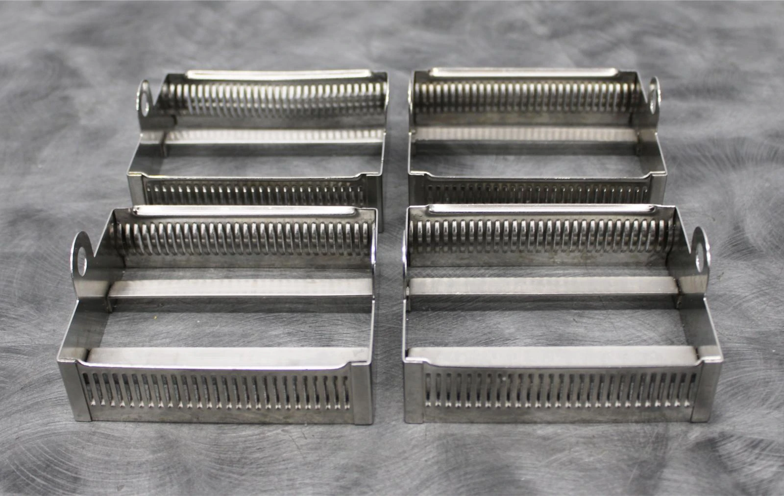 Lot of 4 30-Place Stainless Steel Laboratory Slide Staining Racks