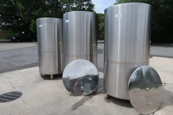 400 Gallon Stainless Sanitary Vertical Jacketed Tanks, (3)