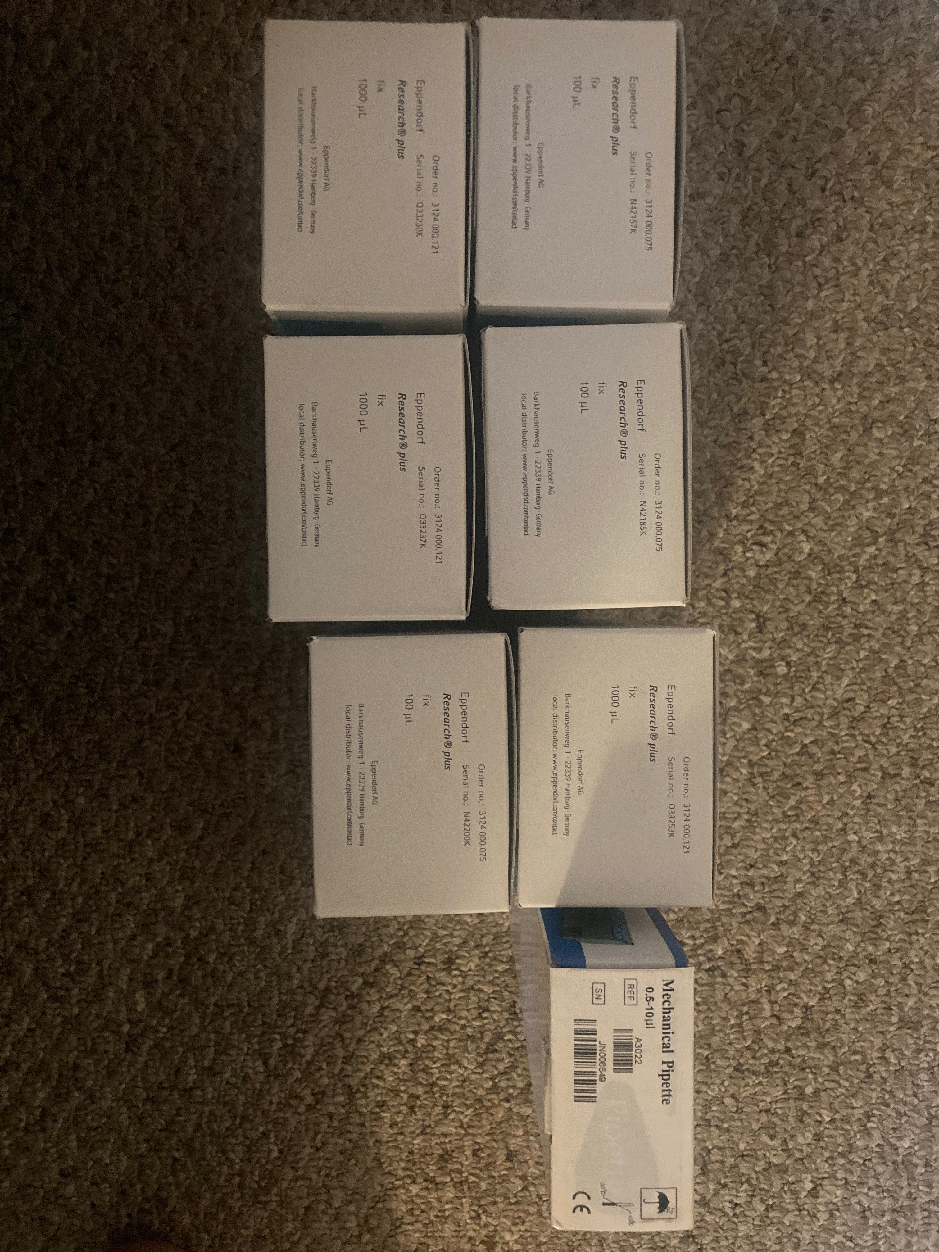 Brand new Eppendorf fixed volume pipettes (7)