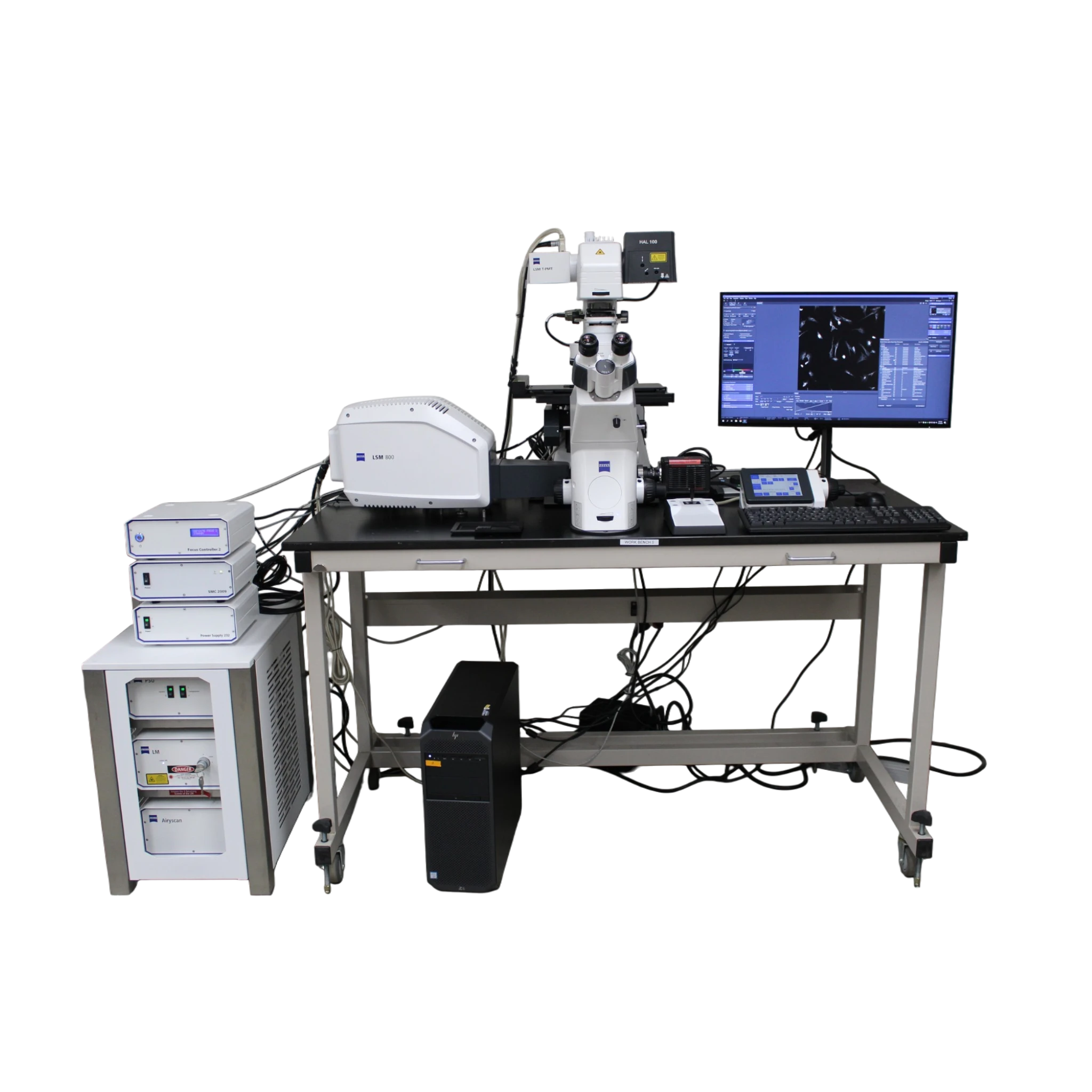 Zeiss LSM 800 Confocal Airyscan w/ Axio Observer 7 Inverted Phase Contrast Motorized Fluorescence w/ Optional Definite Focus (1, 2, or 3) Confocal