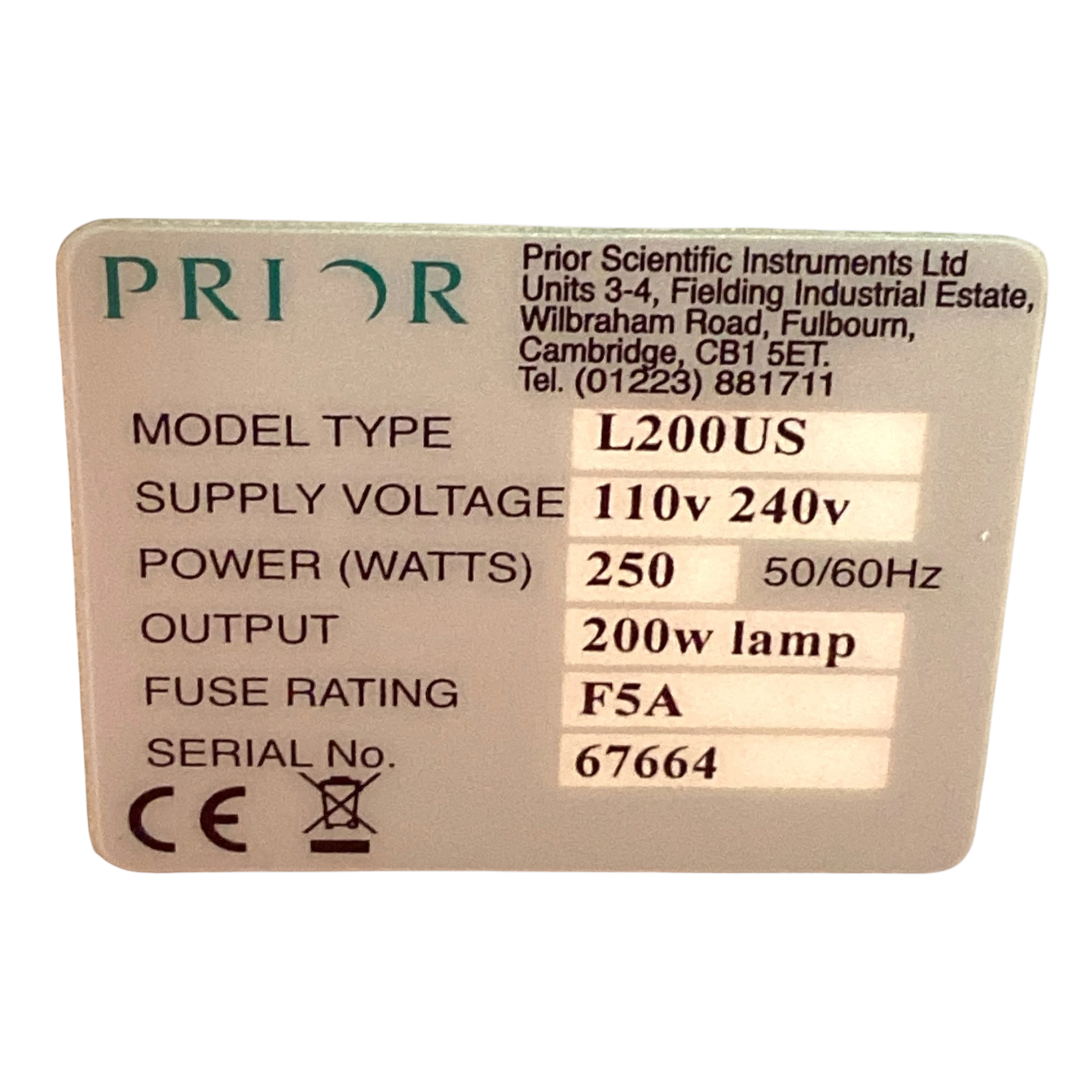 Prior Scientific Inc Lumen200 Microscope Illuminator