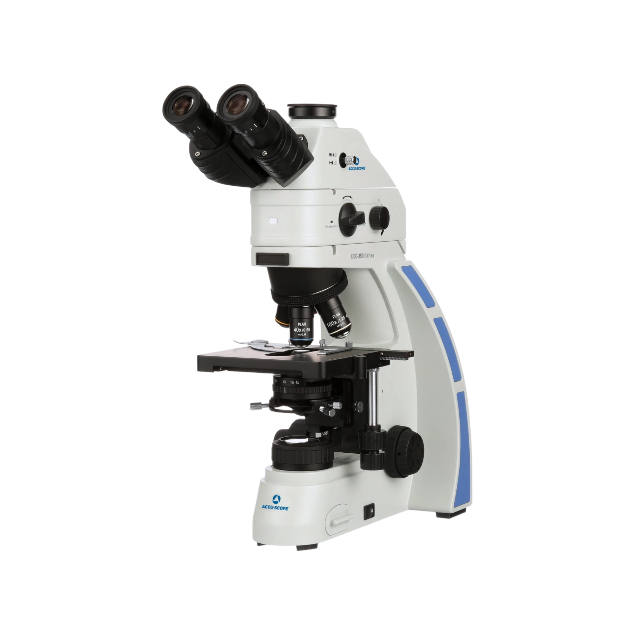 Accu-Scope EXC-350-470 Trinocular with Plan Achromat Objectives &amp; Integrated LED Fluorescence for FITC/GFP Microscope