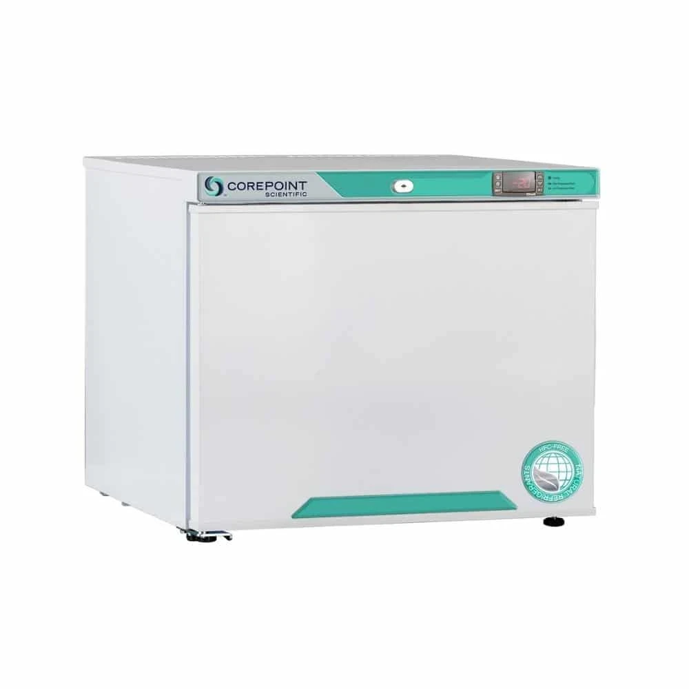1.3 cu. ft Corepoint Scientific™ White Diamond Series Countertop Auto Defrost Freezer Freestanding, Left Hinged