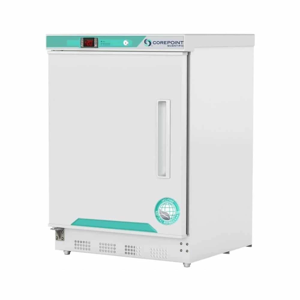 4.2 cu. ft Corepoint Scientific™ White Diamond Series Undercounter Auto Defrost Freezer Built-In, Left Hinged