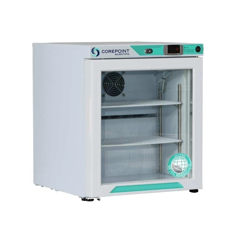 1 cu. ft. Corepoint Scientific™ White Diamond Series Countertop Refrigerator Freestanding, Left Hinged