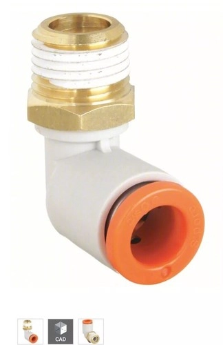SMC Male Elbow: Brass, Push-to-Connect x MNPT, 1/8