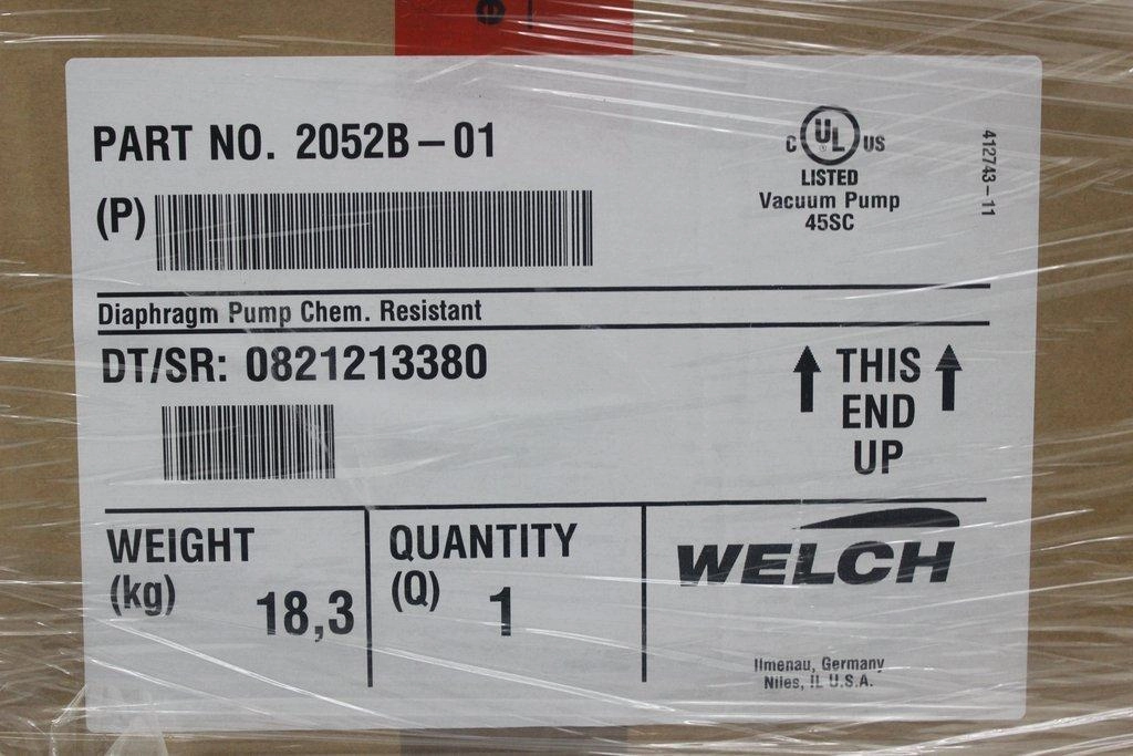 Welch 2052B-01 Diaphragm Pump Chemical Resistant New USA Origin - 3378184