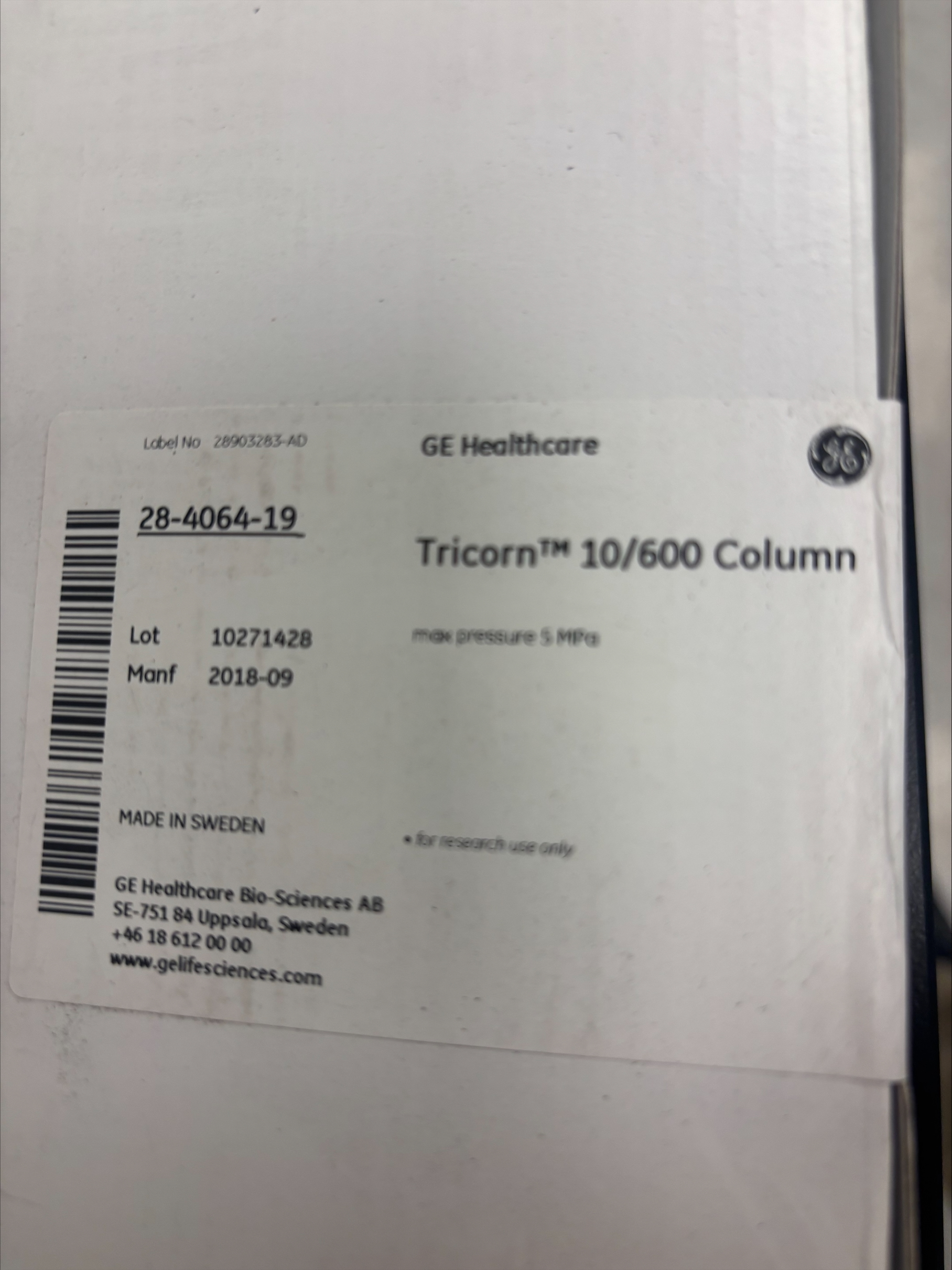 Protein Chromatography columns - LOT. New unopened empty columns and used packed columns represented.  GE Healthcare Tricorn, Sephacryl, Sephadex, and Tosoh TSKGel represented. 