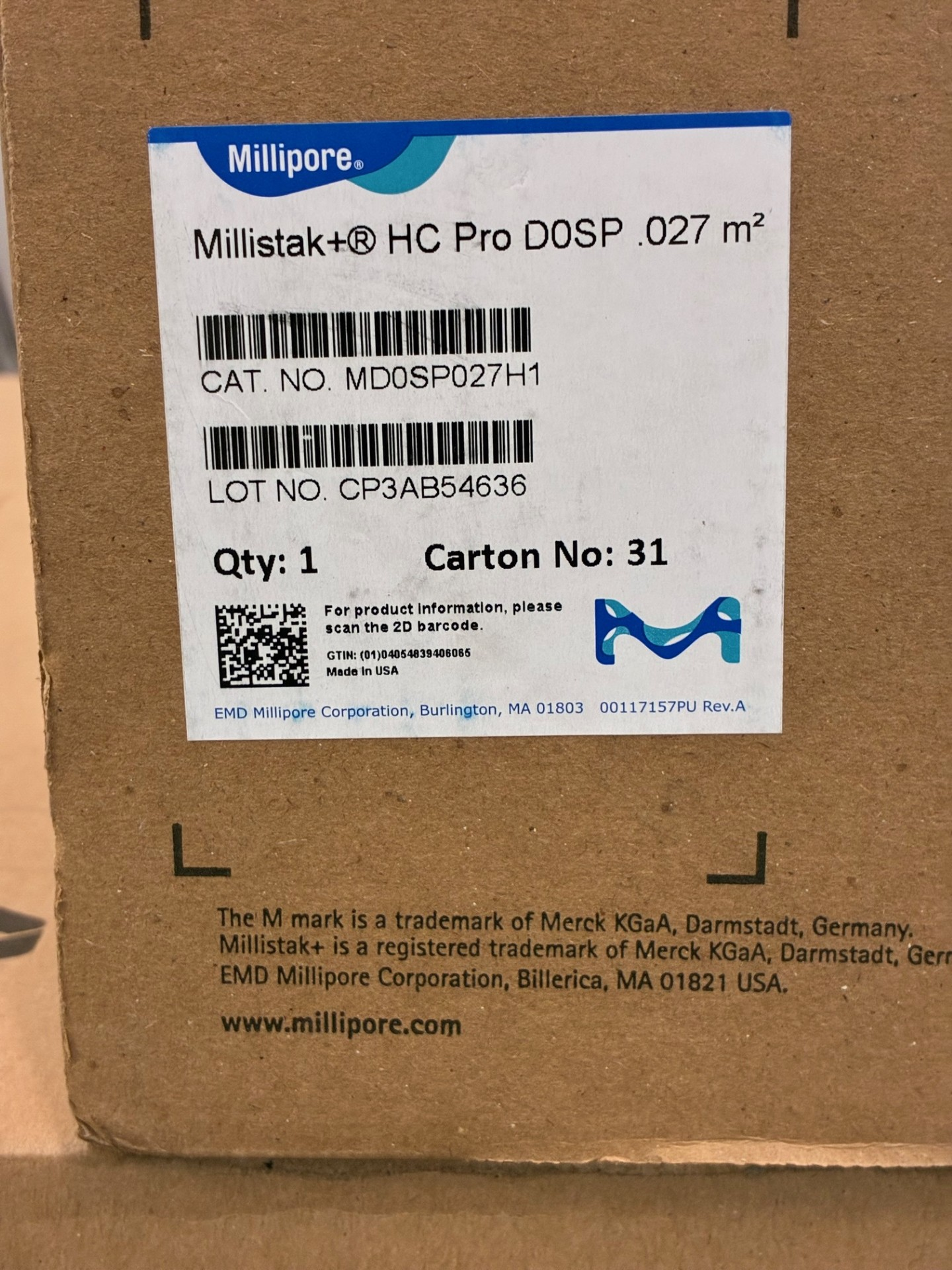 Millistak+ HC Pro D0SP 0.027m2 Filters