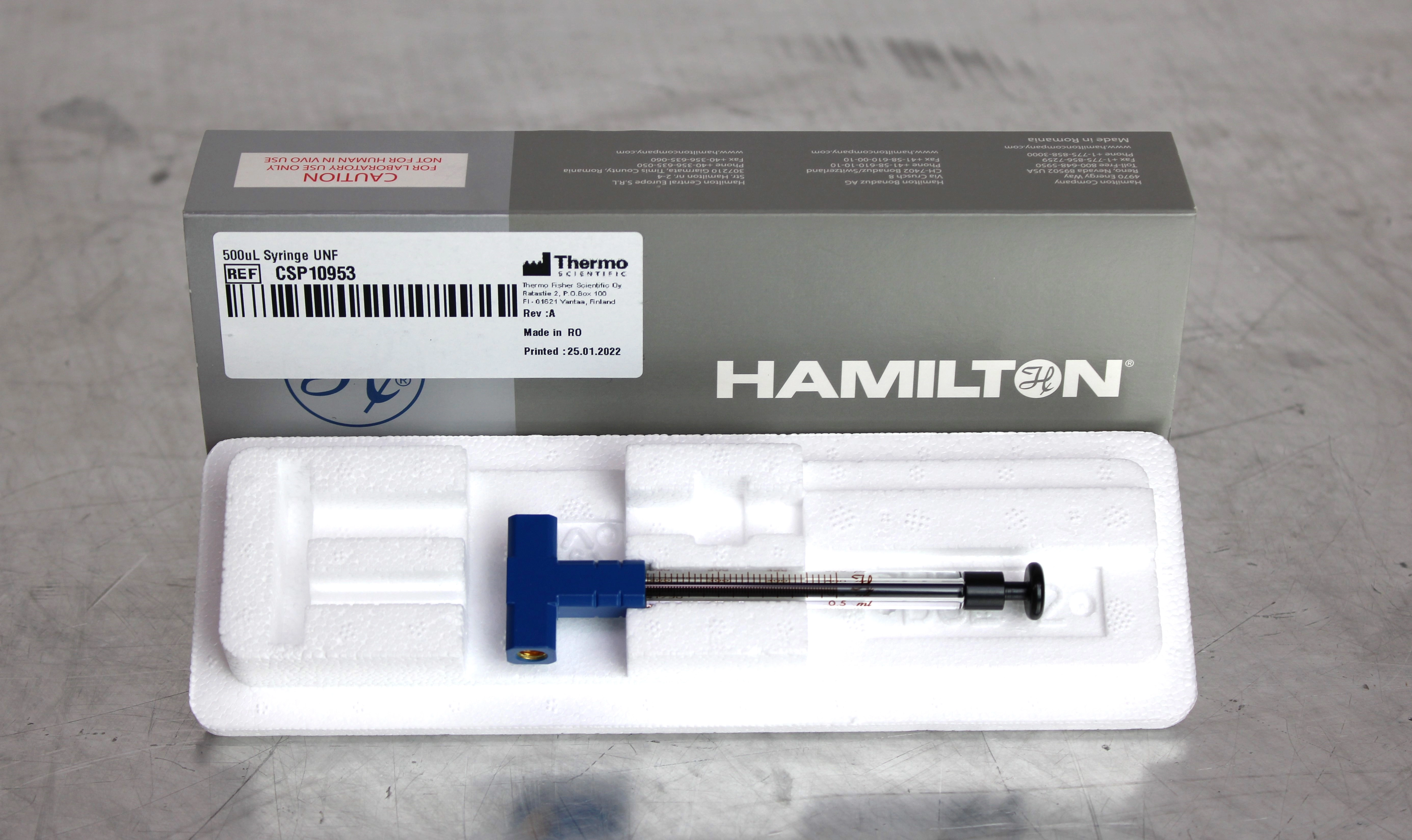Hamilton P/N: 208828 Syringe Liquid Handling SYR 500uL, 1750 Blue Kone New - 2012382371