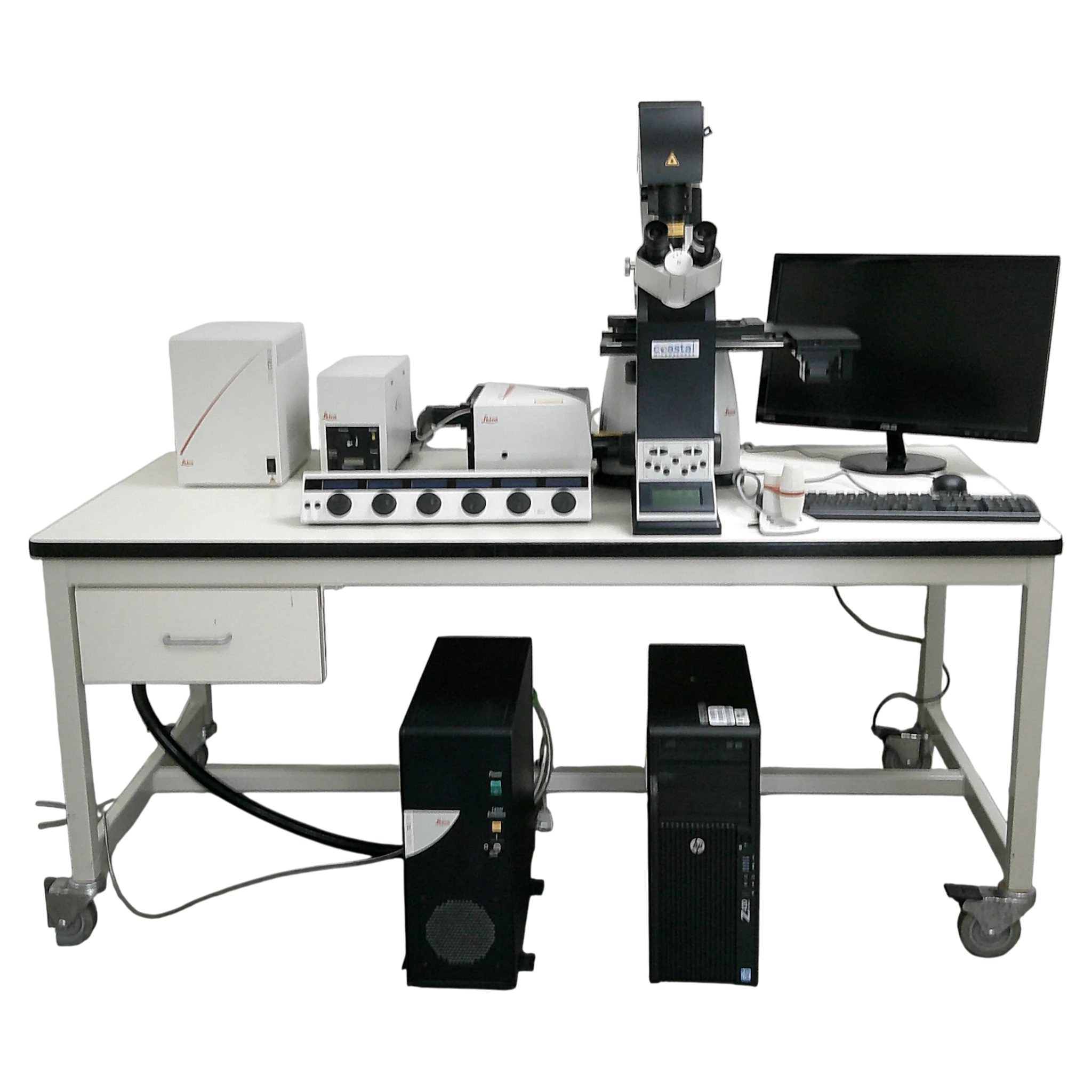 Leica TCS SPE Scanhead w/ DMI4000B Inverted Phase Contrast Fluorescence Microscope Confocal