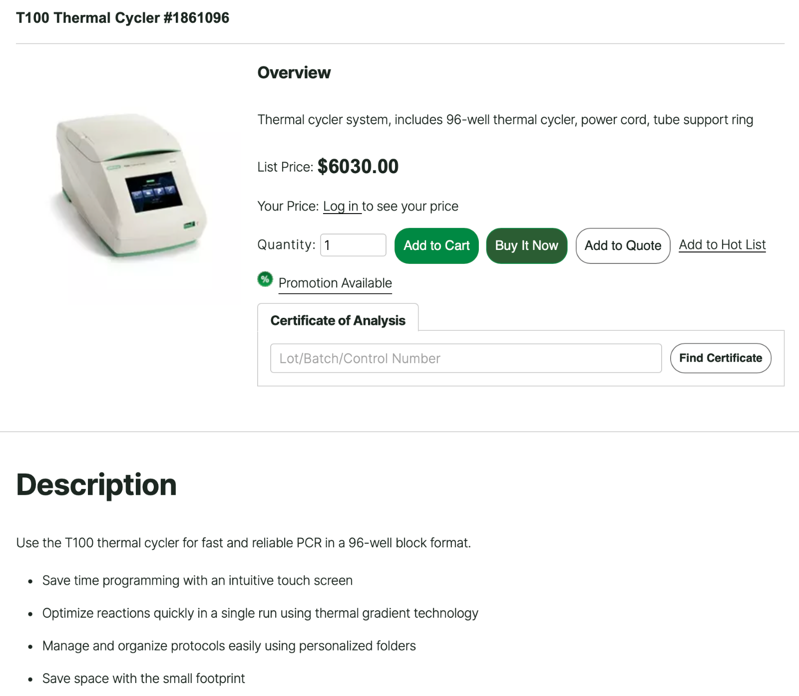 NEW BioRad T100 Thermal Cycler #1861096, 96 Well Block, Brand NEW, Sealed in original Box