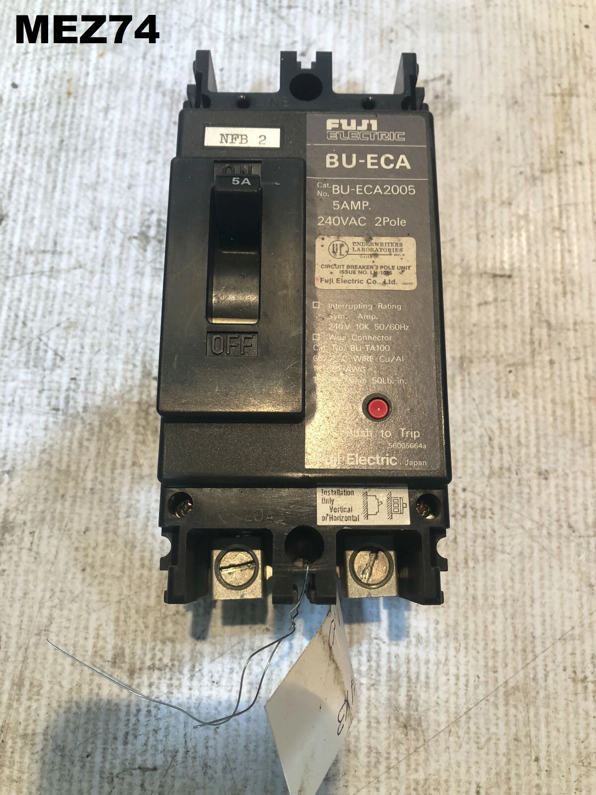 Fuji Electric BU-ECA2005 5A Circuit Breaker 240VAC