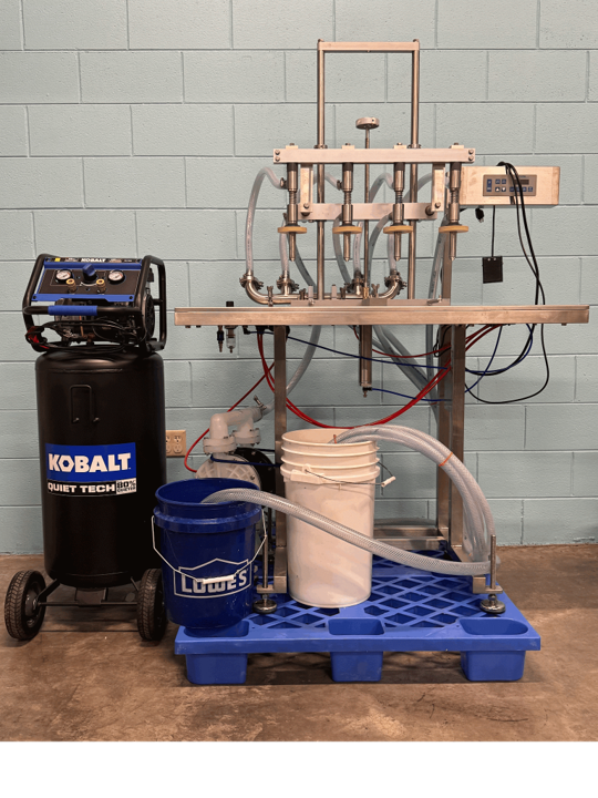 Accutek 6-Head Inline Pressure-Overflow Filler – Model 04-004-000 | Precision Liquid Filling