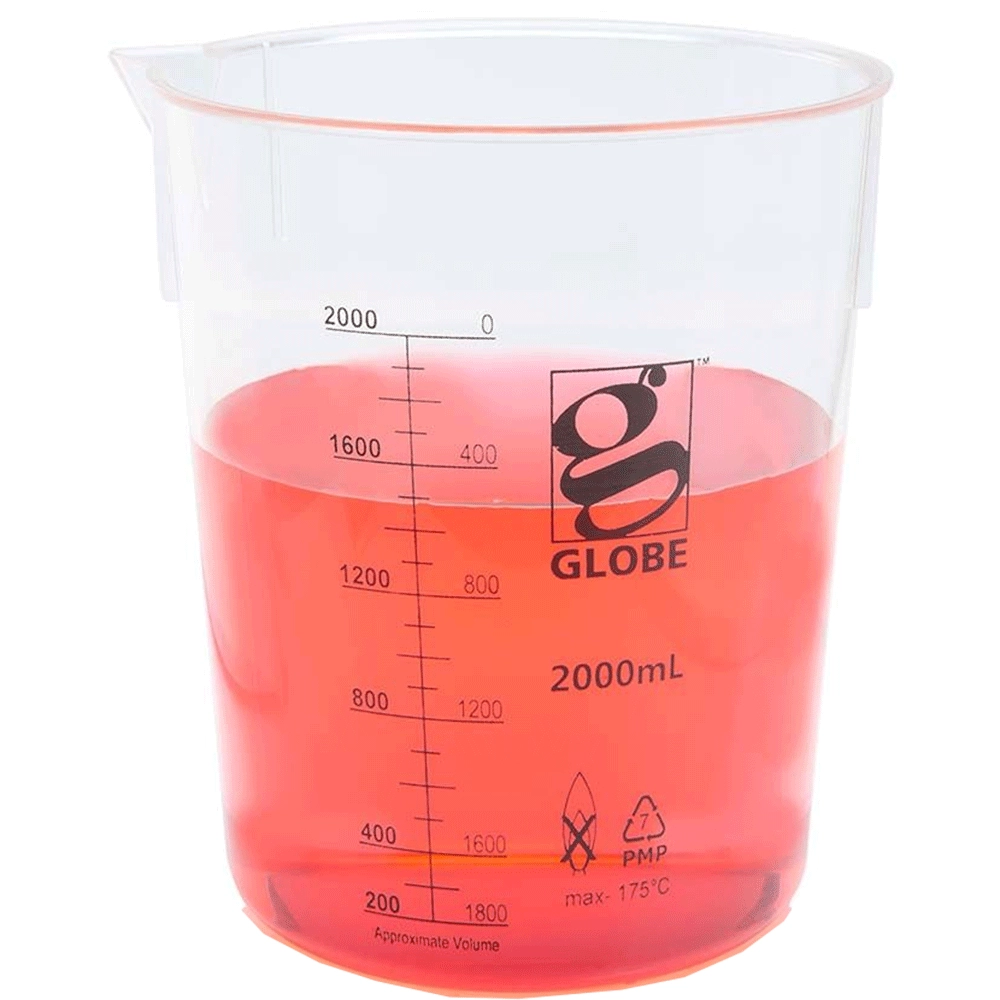 Globe Scientific 2000mL Beaker, Low Form, Graduations, PMP Griffin Style, 1/Each