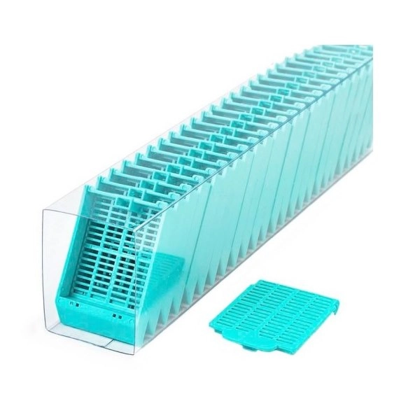 Simport Histosette II Tissue Cassettes In Quickload Sleeves, Aqua (Cs/750) M485-12SL