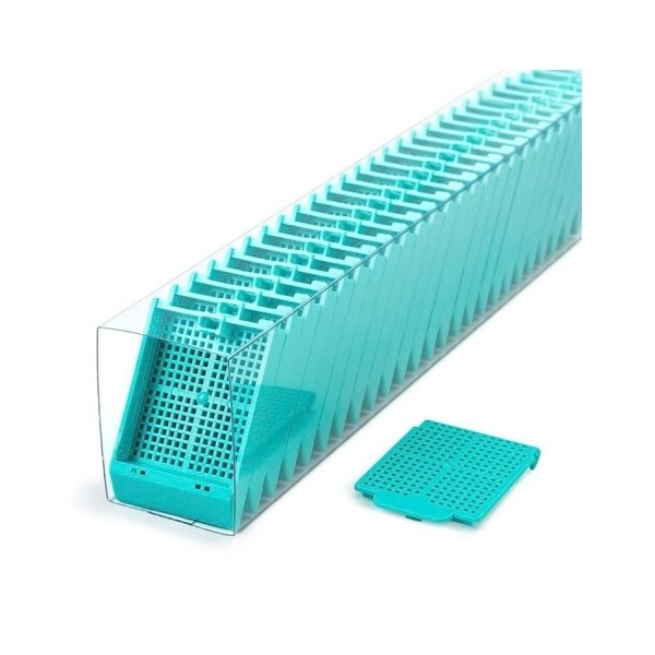 Simport Histosette II Biopsy Cassettes In Quickload Sleeves, Aqua (Cs/750) M486-12SL