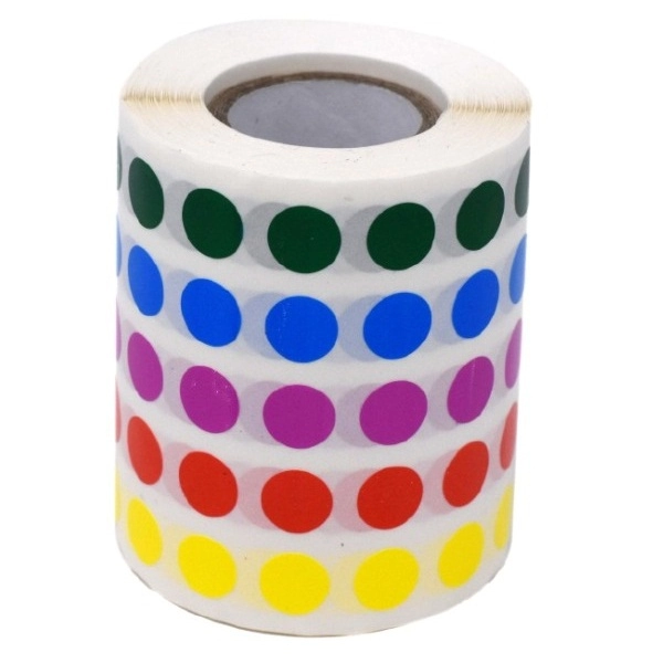 Globe Scientific Label Rolls, Cryo, 9.5mm Dots, for 0.5-1.5mL Tubes, Assorted Roll of 5000 LCR-95RW