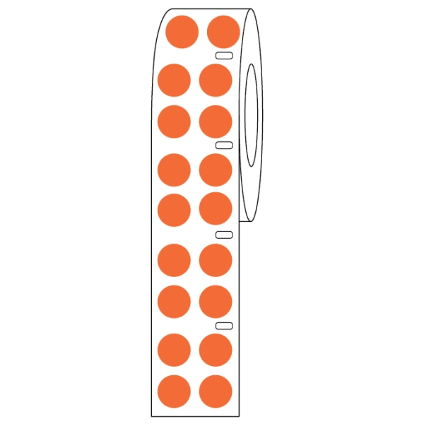 Globe Scientific Label Roll, Cryo Direct Thermal 13 mm Dots for 2.0mL Tubes Orange Roll/4000 LTC-13N