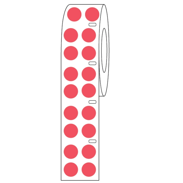 Globe Scientific Label Roll, Cryo, Direct Thermal 13 mm Dots for 2.0mL Tubes, Red Roll/4000 LTC-13R