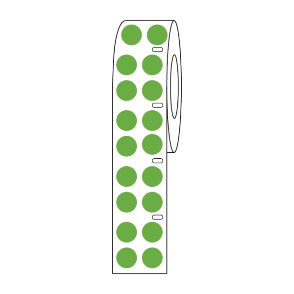 Globe Scientific Label Roll, Cryo, Direct Thermal 9.5mm Dots for 1.5mL Tube Green Roll/4000 LTC-95G