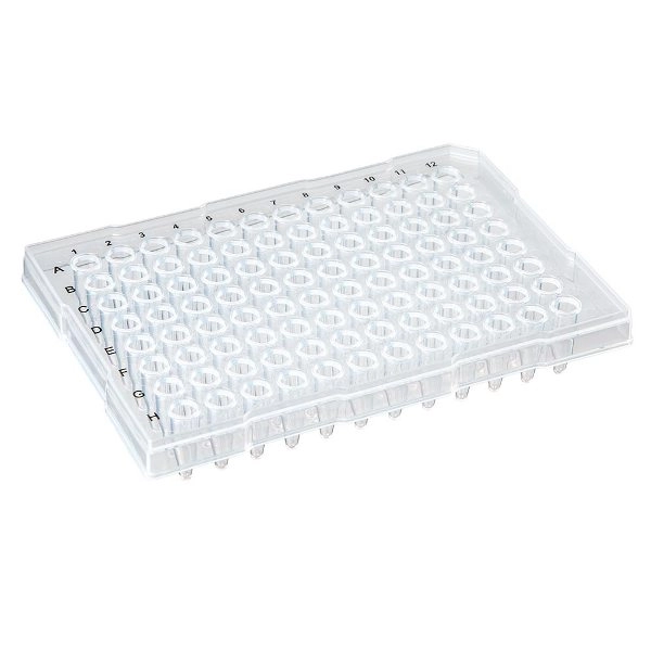 Globe Scientific 0.2mL 96-Well PCR Plate, Half Skirt (ABI-style) Ridged Rim Clear Box/10 PCR-HS-RR02