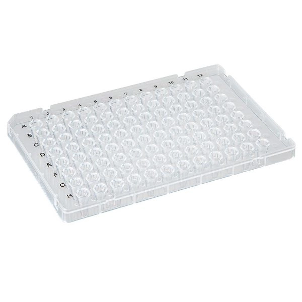 Globe Scientific 0.1mL 96-Well PCR Plate Low Profile FAST Half Skirt, Ridged Rim, Box/10 PCR-HS-RR01
