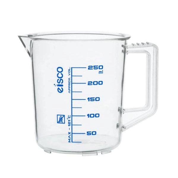 Eisco 250ml Measuring Jug TPX Plastic - Printed Graduations - Eisco Labs CH0357J