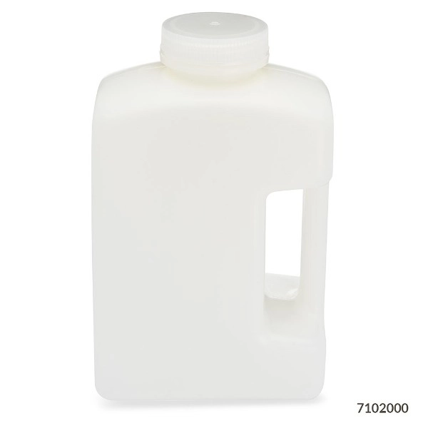 Globe Scientific 2000mL Bottles, Diamond RealSeal Wide Mouth Rectangular HDPE with PP BAG/4 7102000