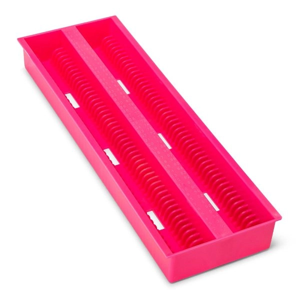 Globe Scientific Slide Draining Tray, 100-Place for up to 200 Slides, ABS, Pink 513252P-1