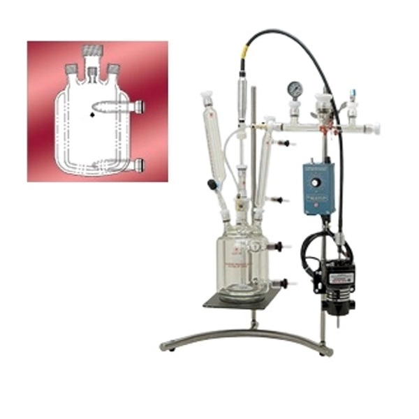 Ace Glass 500ml Pressure Vessel Body, One-Piece, Jacketed, #25 Center, (3) #15, (1) #7 Side 6438-314