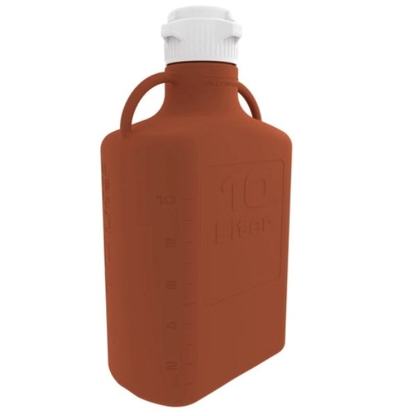 Foxx Life Sciences EZBio Carboy, Amber HDPE, 10 L, No Spigot, 83 mm, Non Sterile, 1/EA 51K-5G52-FLS