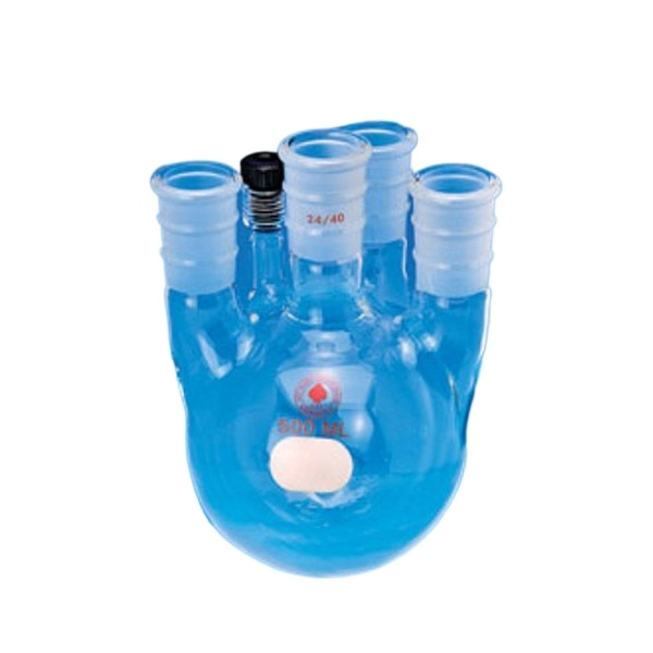 Ace Glass Flask, Round Bottom, Five Neck, 2L, 24/40 Center, (3) 24/40, (1) #7 Sides 6955-15